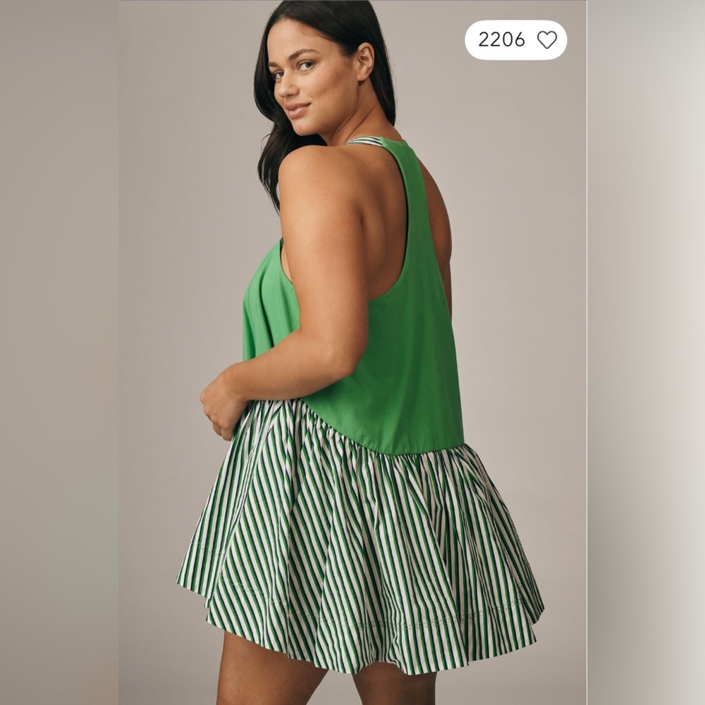 โจ Anthropologie Spring Fling Racerback Babydoll Mini Dress Sz XL - Picture 5 of 9
